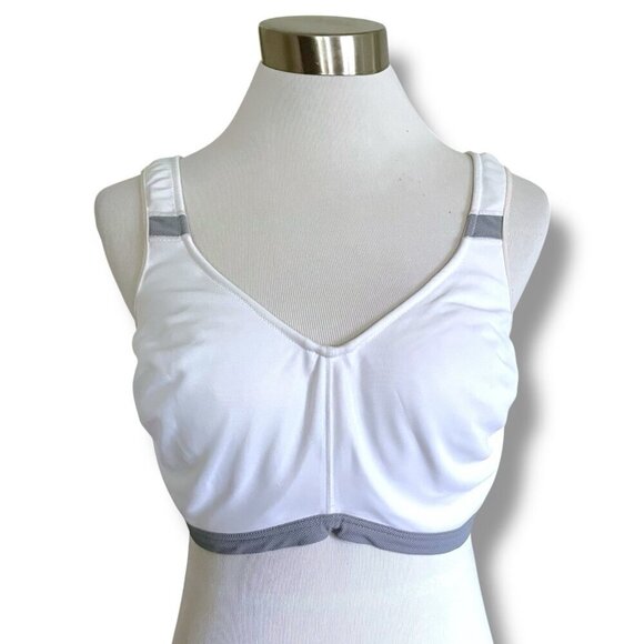 Lilyette 40C Sports Bra White Gray Underwire Full Coverage 0959 by Maidenform - Picture 1 of 7